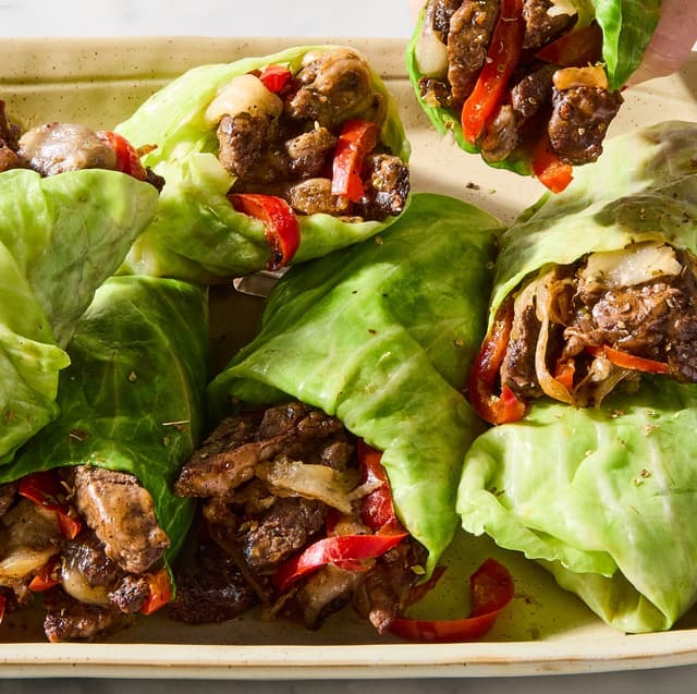 Philly Cheesesteak Cabbage Wraps